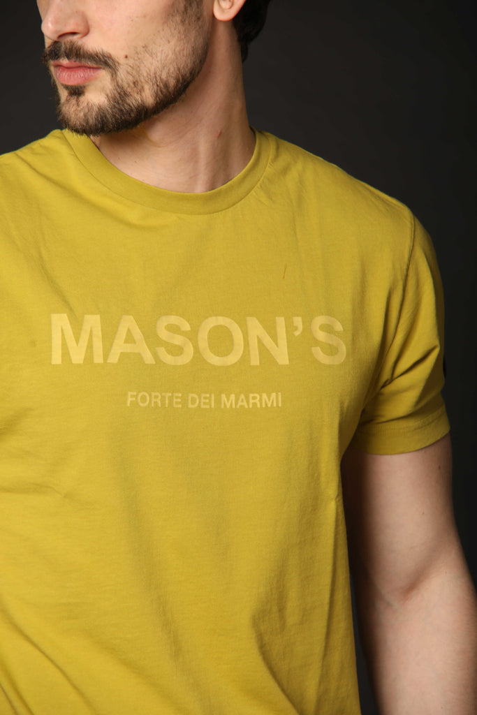immagine 3 di t-shirt uomo modello Tom MM in verde lime fit regular di Mason's
