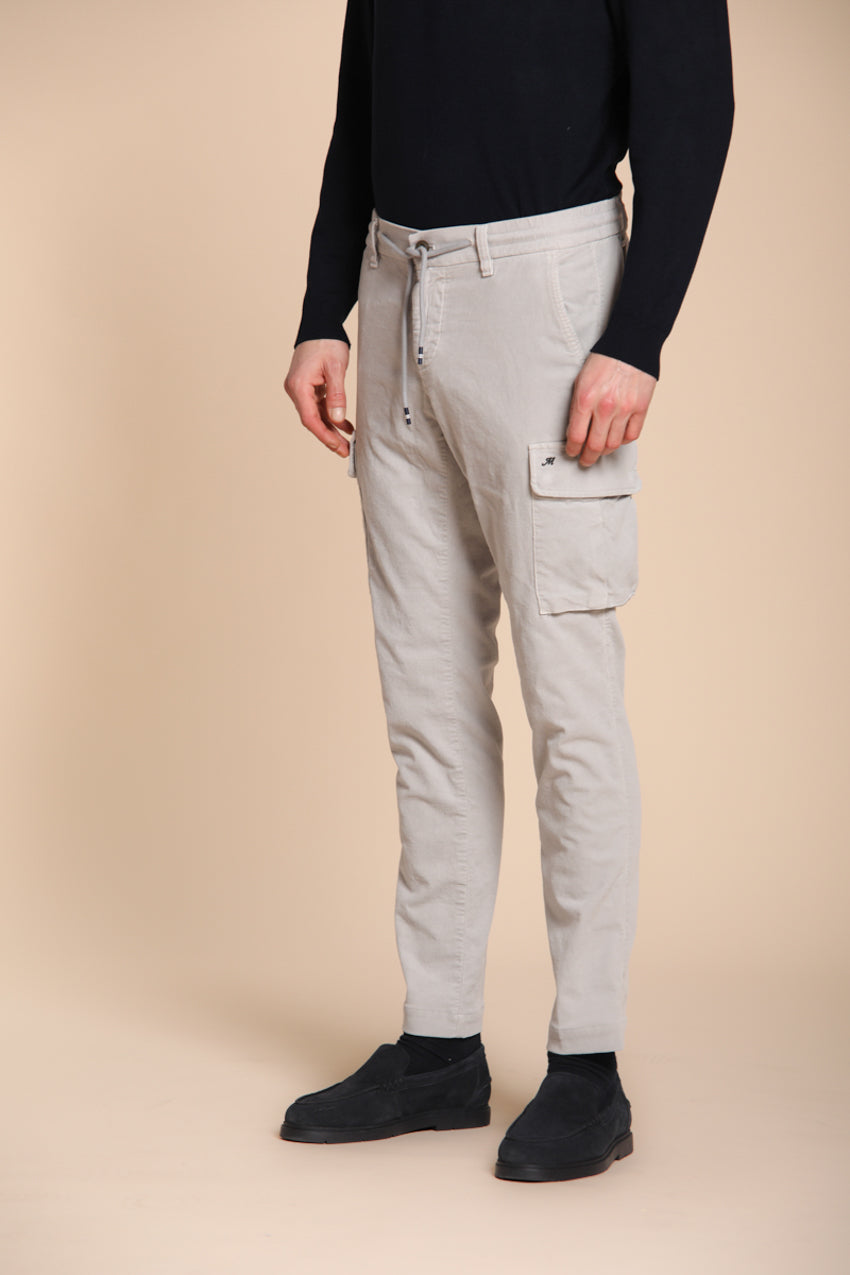 Pantalone Cargo Uomo Chile Jogger Grigio Chiaro In Velluto
