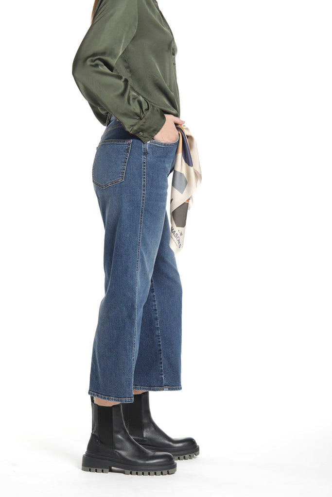 Immagine 4 di Pantalone 5 Tasche da donna in denim stretch Colore blu navy Modello Samantha di Mason’s 