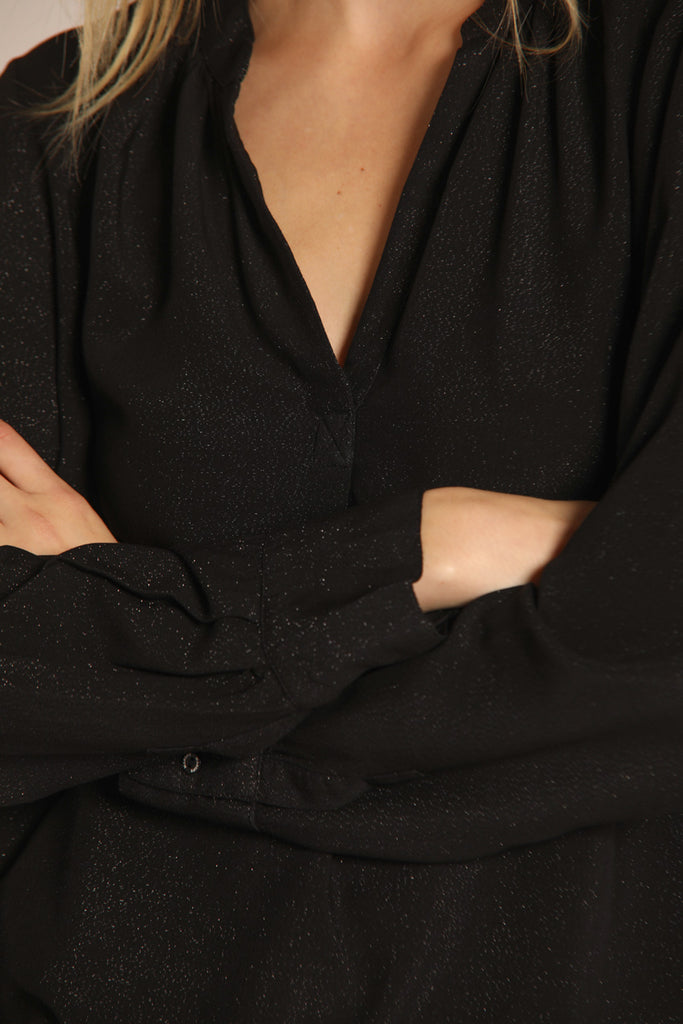 immagine 3 di camicia donna in viscosa lurex, modello Adele in nero di Mason's