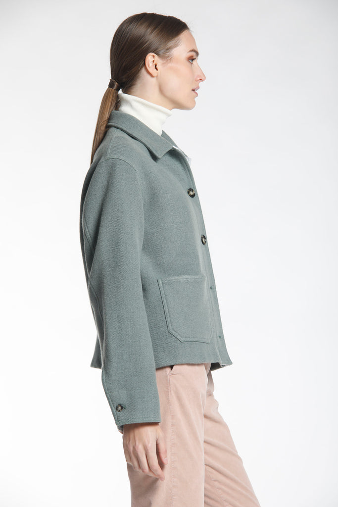 Immagine 4 di giacca da donna modello Irma in panno di lana colore verde acqua di Mason's 