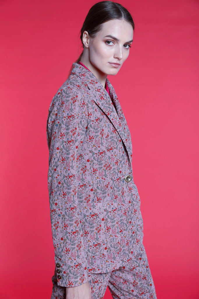Immagine 4 di blazer donna in velluto color cipria con pattern fiori modello Theresa di Mason's