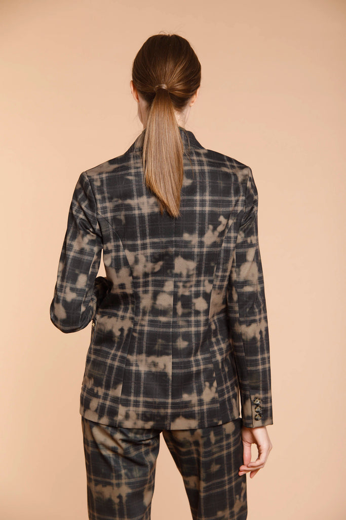 Immagine 6 di blazer da donna in jersey marrone con pattern quadro e camouflage modello Theresa di Mason's