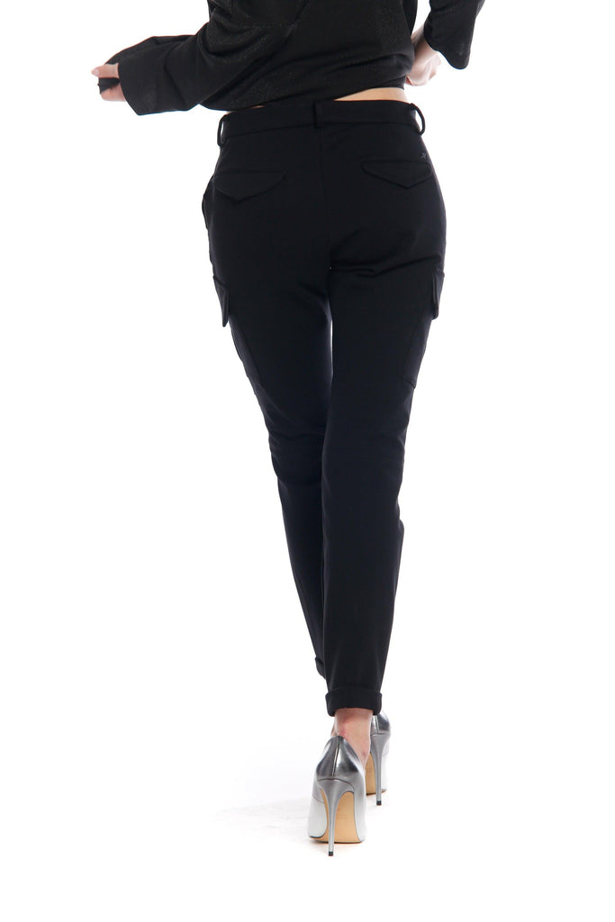 immagine 3di pantalone cargo  donna in jersey colore nero modello Chile City di Mason's 