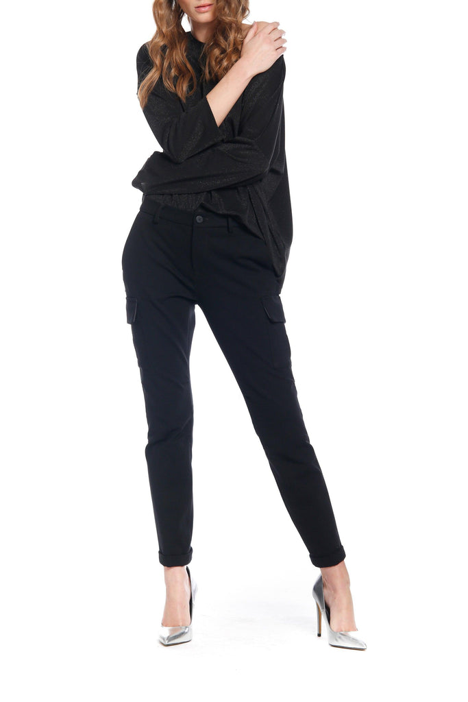 immagine 2 di pantalone cargo  donna in jersey colore nero modello Chile City di Mason's 