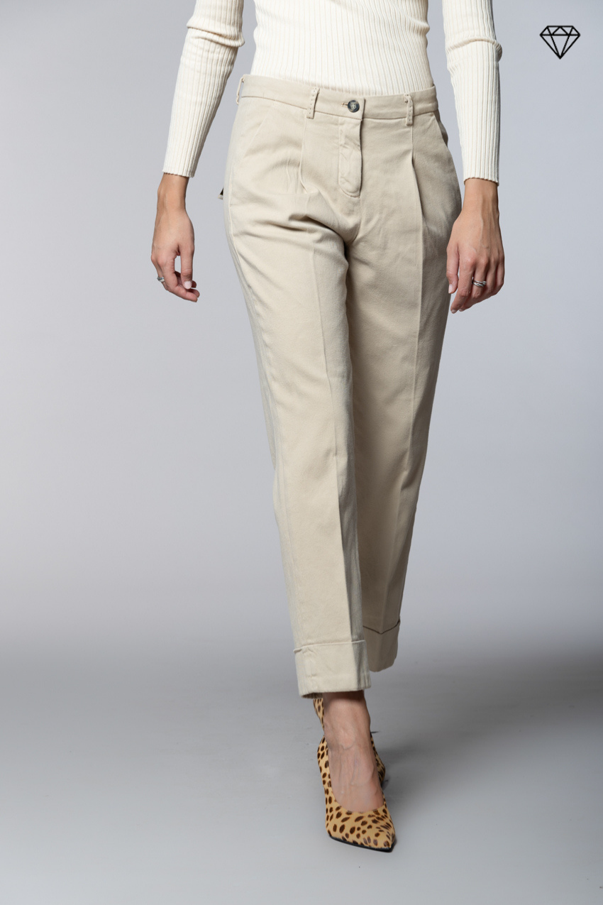 New York Carrot Pince pantalone chino donna in cotone cashmere carrot fit ①