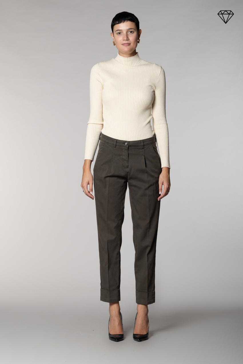 New York Carrot Pince pantalone chino donna in cotone cashmere carrot fit ①