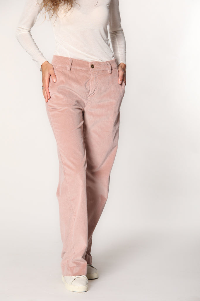 Immagine 1 di pantalone chino donna in velluto a coste color cipria modello New york straight di Mason's