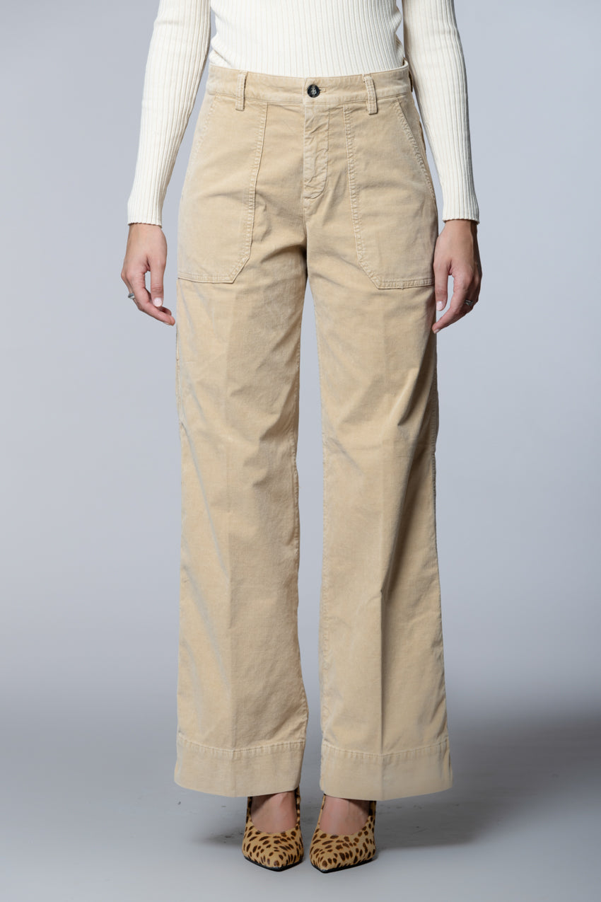 Pantalone Cargo Donna Dallas Wide L Latte in Velluto Mason's