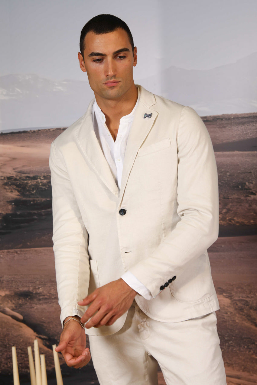 Da Vinci Summer blazer uomo in twill di lino e cotone