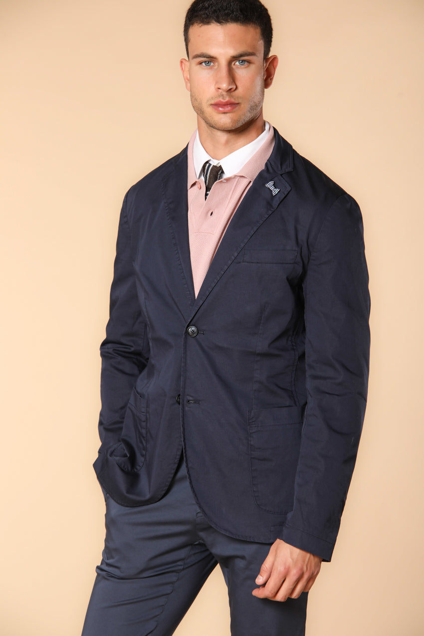 Da Vinci travel blazer uomo in raso tecnico travel stretch con dettagli