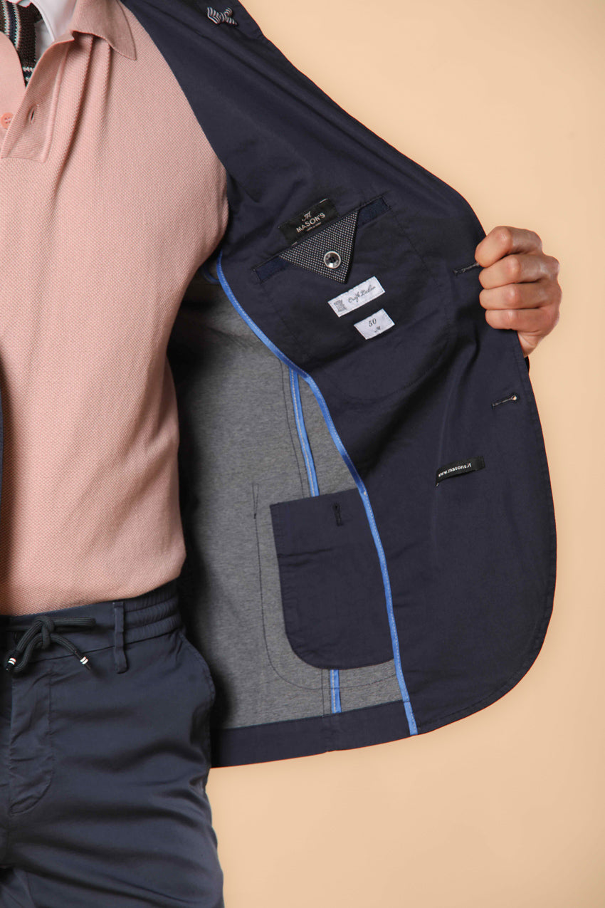 Da Vinci travel blazer uomo in raso tecnico travel stretch con dettagli