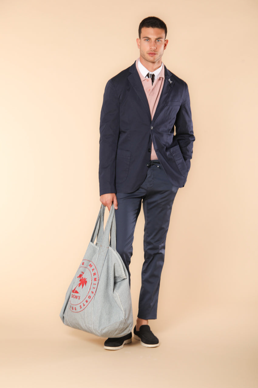 Da Vinci travel blazer uomo in raso tecnico travel stretch con dettagli