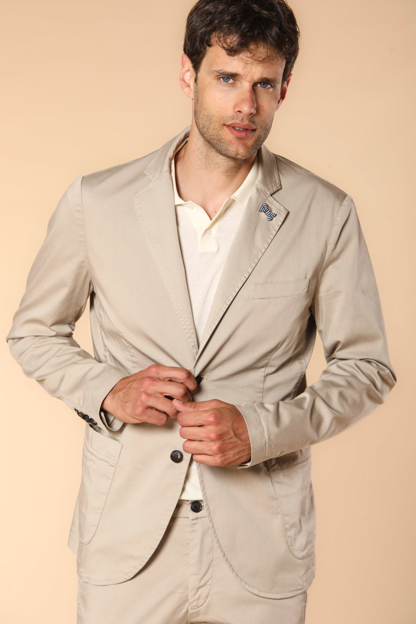 Da Vinci travel blazer uomo in raso tecnico travel stretch con dettagli