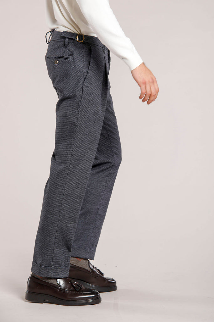 Genova Style pantaloni chino uomo micro pied de poule regular