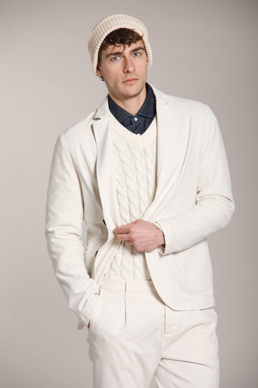 Foto 3 Osaka 1 Pinces pantaloni chino uomo in cotone lana carrot fit