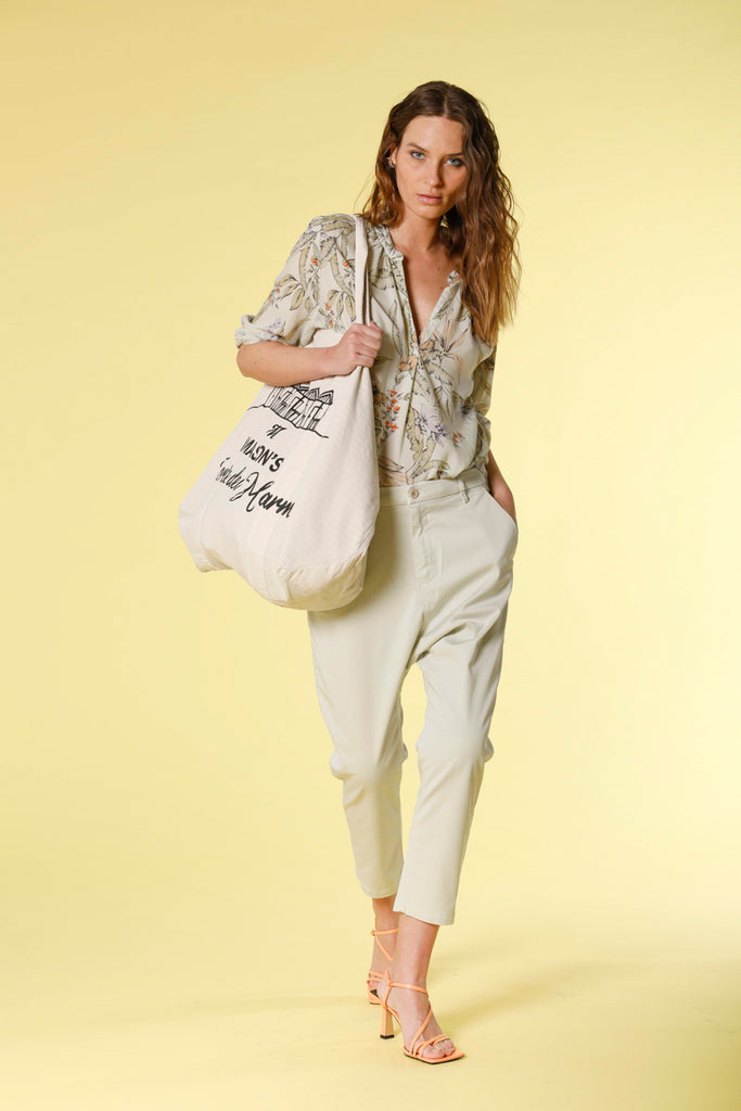 immagine 1 di borsa da donna in cotone tinta unita con stampa forte dei marmi modello mason's bag fdm colore stucco di Mason's 