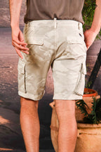 Chile men's cargo bermuda shorts in cotton with camou pattern slim fit ①