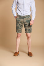 Chile Herren-Cargo-Bermuda aus Baumwolle mit Hawaii-Muster in Tiffany-Farbe Slim Fit