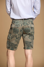 Chile Herren-Cargo-Bermuda aus Baumwolle mit Hawaii-Muster in Tiffany-Farbe Slim Fit