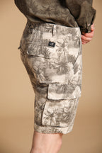 Chile men's cargo bermuda shorts in herringbone cotton with Floral pattern, slim fit