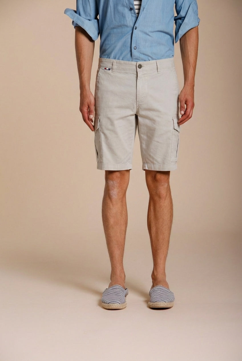 Chile men's cargo bermuda stretch satin slim fit ①