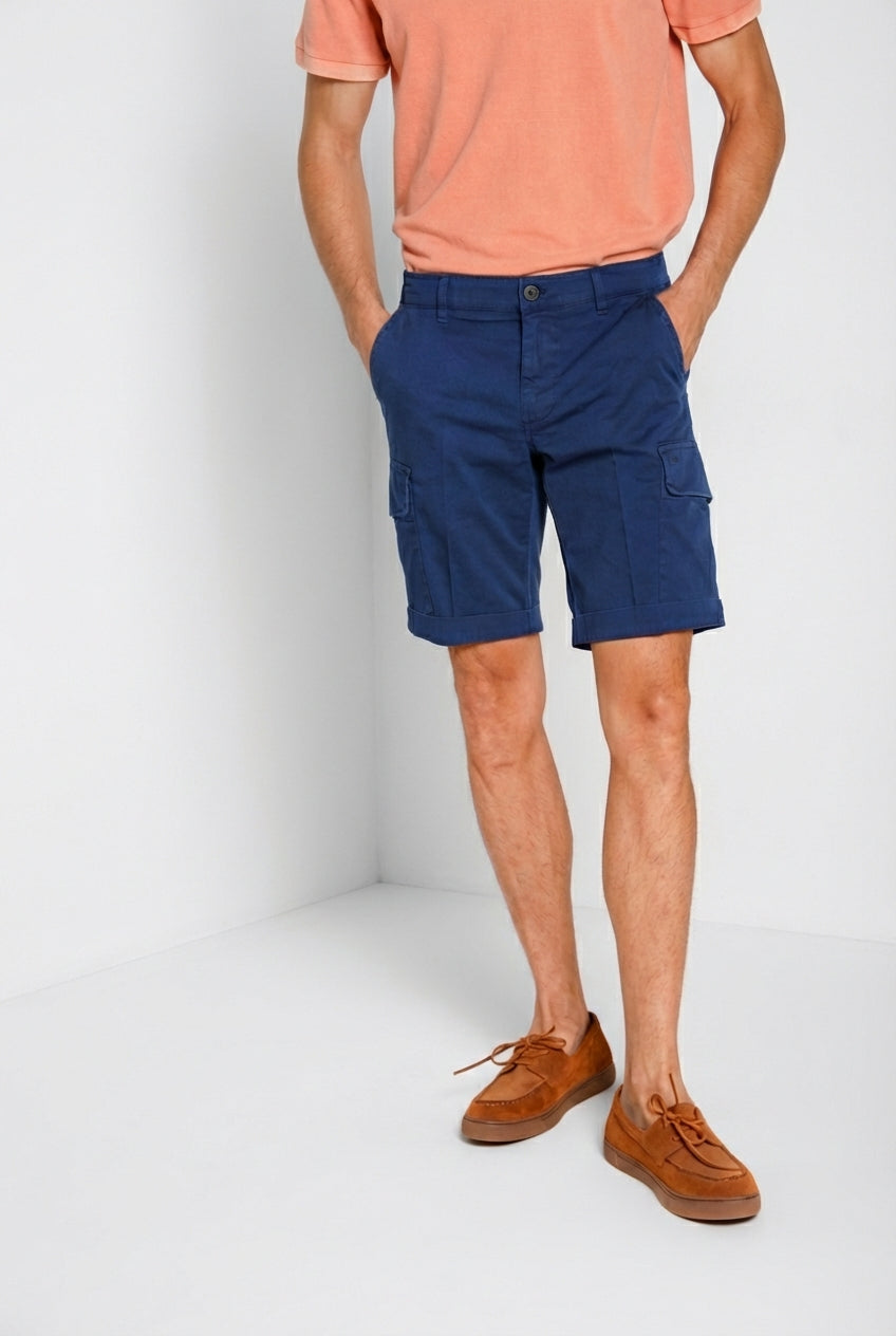 Chile bermuda cargo uomo in raso stretch slim fit ①