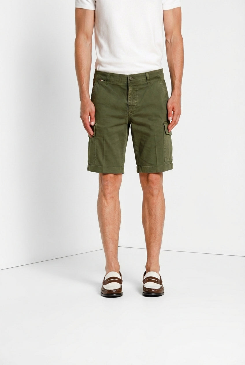 Chile bermuda cargo uomo in raso stretch slim fit ①