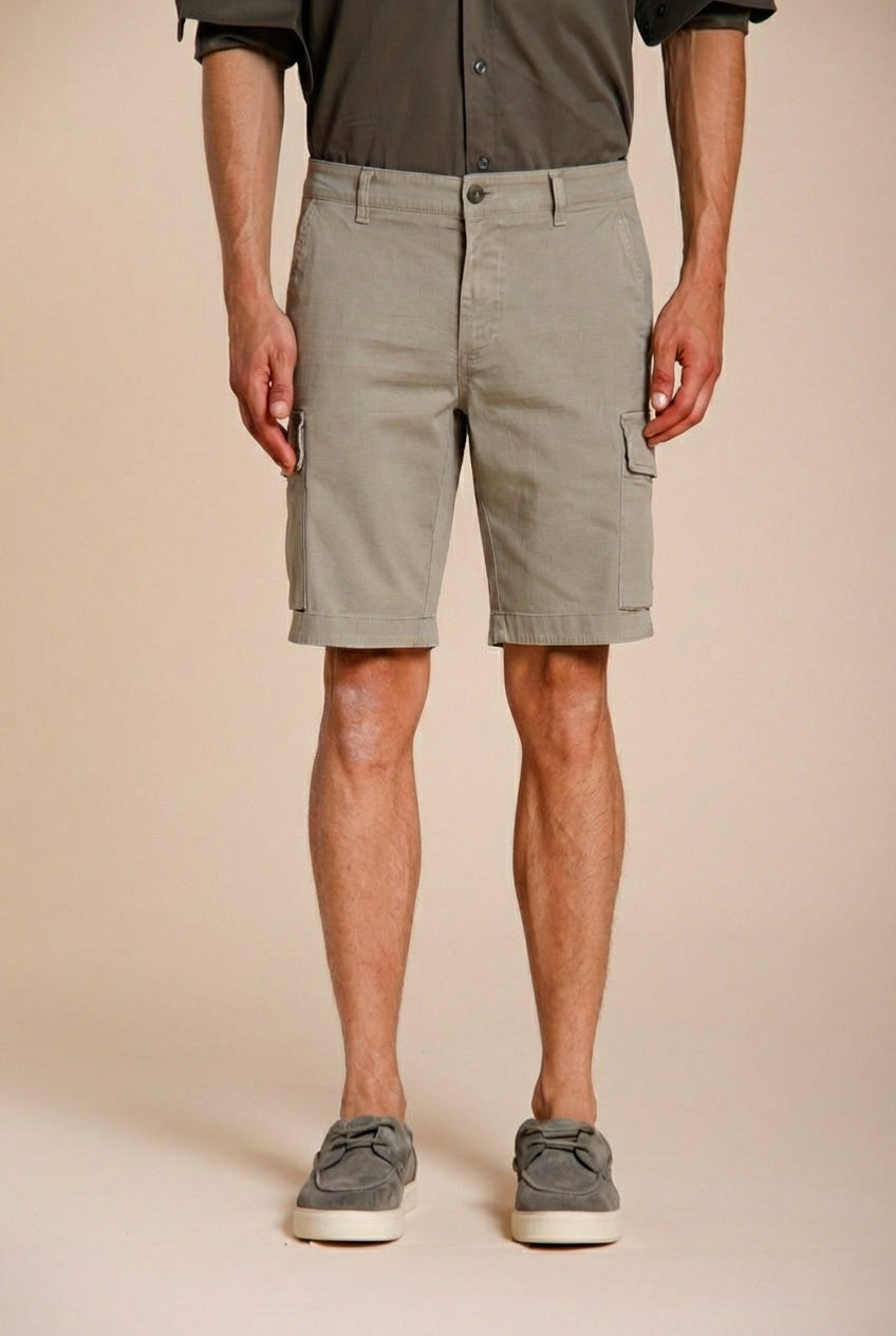 Chile men's cargo bermuda in stretch satin slim fit ①