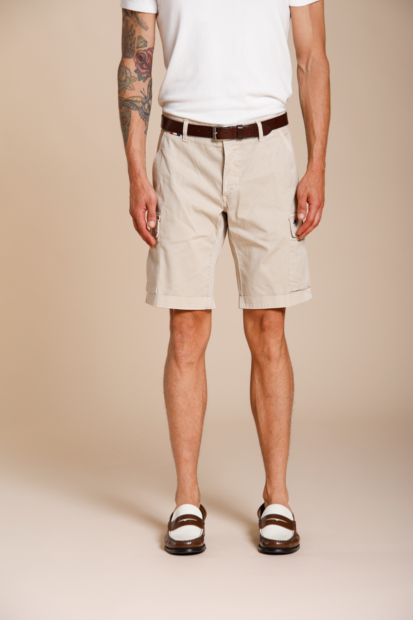 Chile bermuda cargo uomo in raso stretch slim fit ①