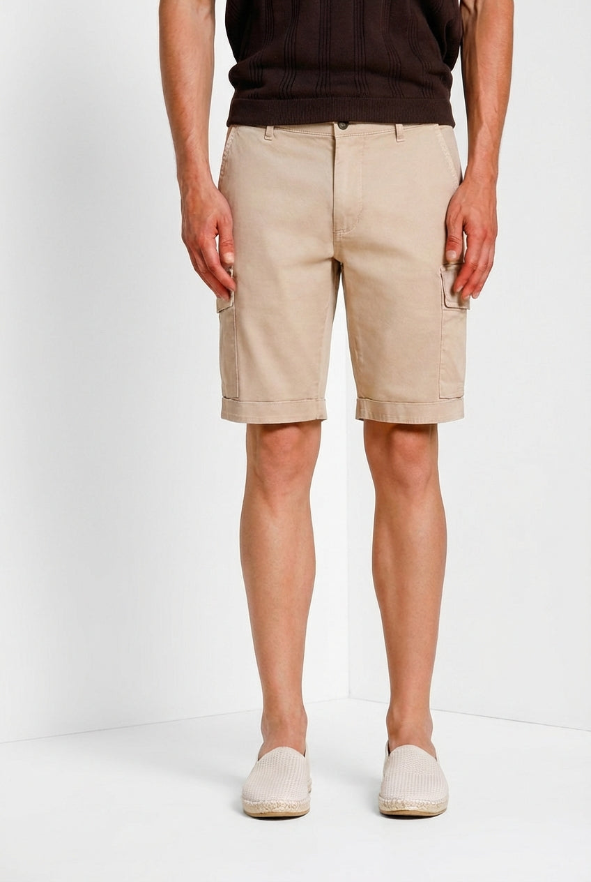 Chile men's cargo bermuda in stretch satin slim fit ①