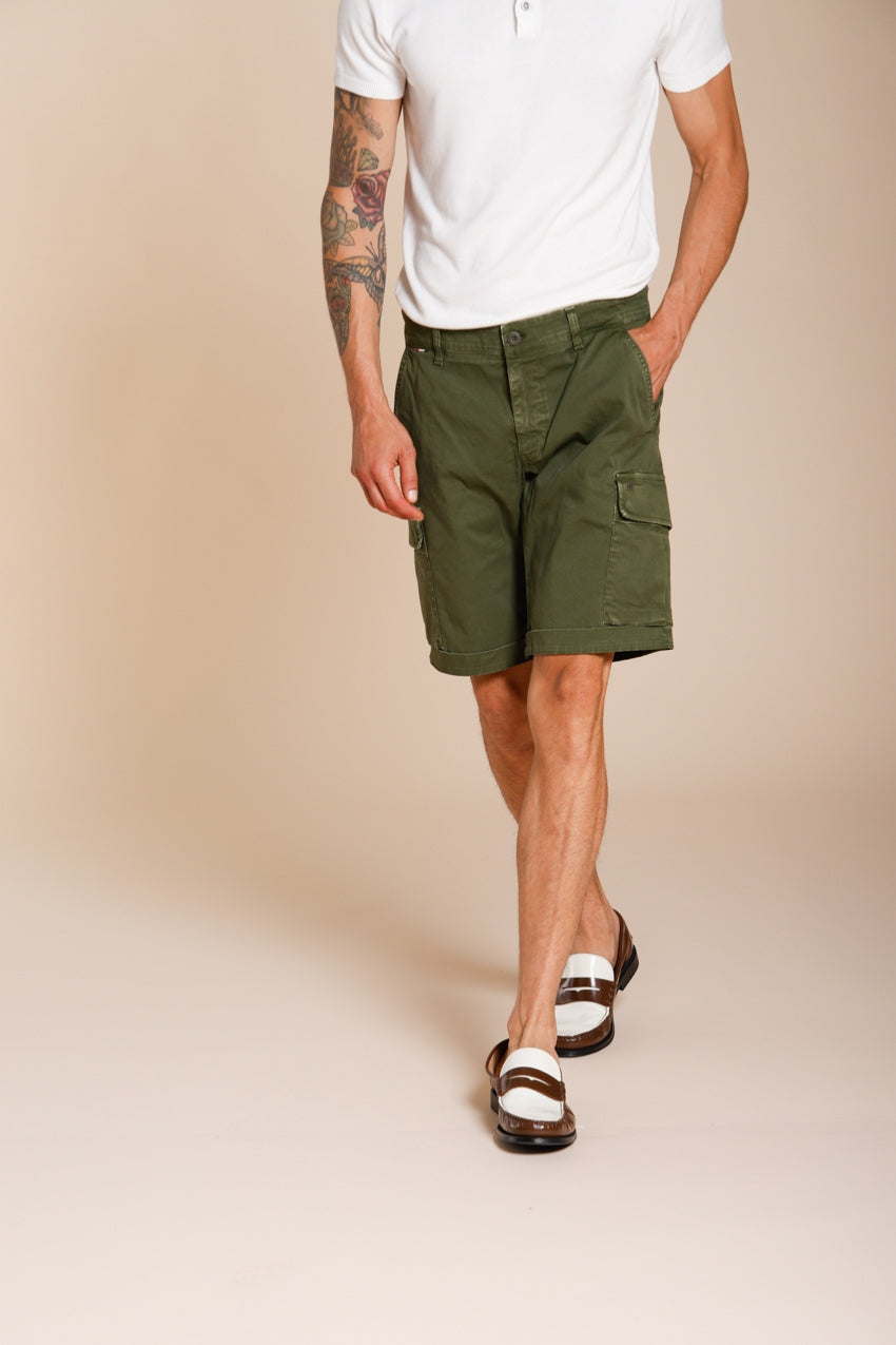 Chile bermuda cargo uomo in raso stretch slim fit ①