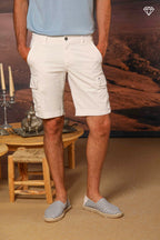 Chile men's cargo bermuda shorts in stretch satin slim fit ①