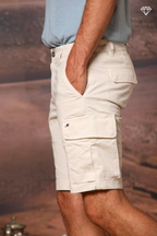 Chile men's cargo bermuda shorts in stretch satin slim fit ①
