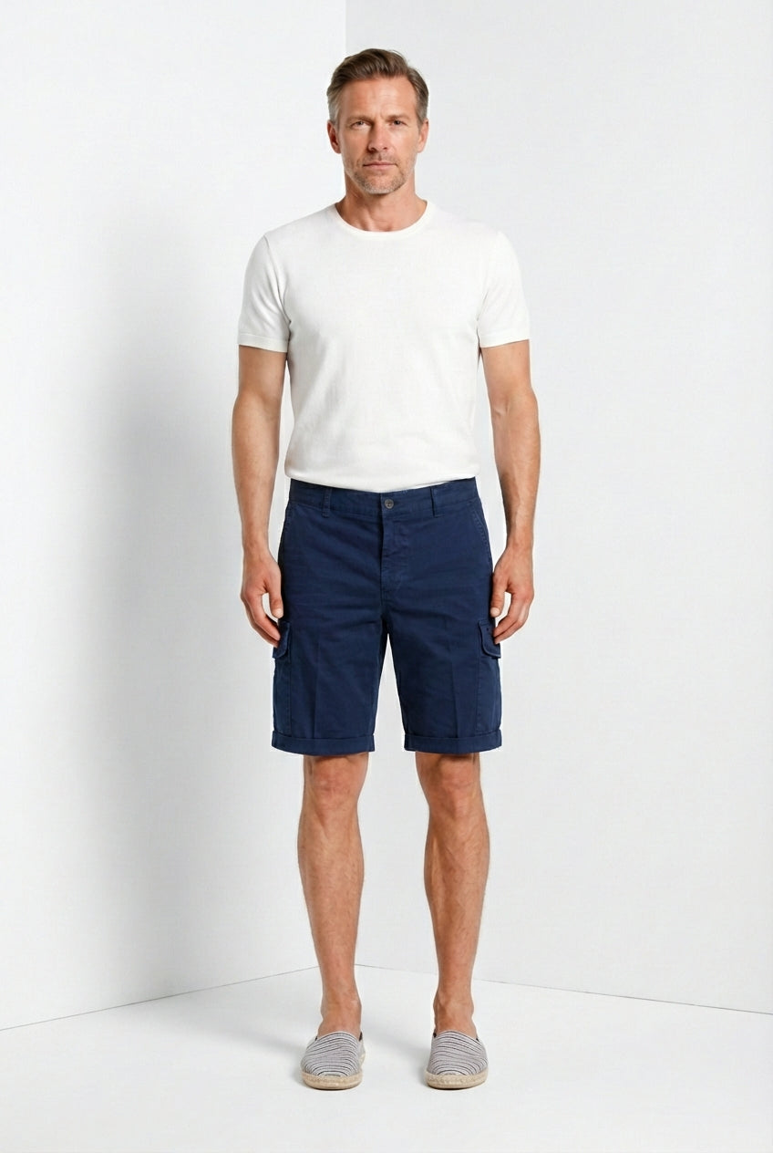 Chile bermuda cargo homme en satin stretch slim fit ①
