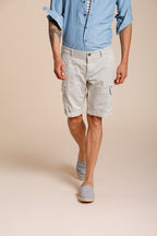 Chile men's cargo bermuda stretch satin slim fit ①