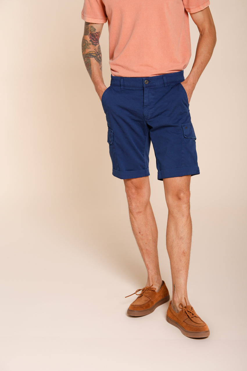 Chile men's cargo bermuda in stretch satin slim fit ①