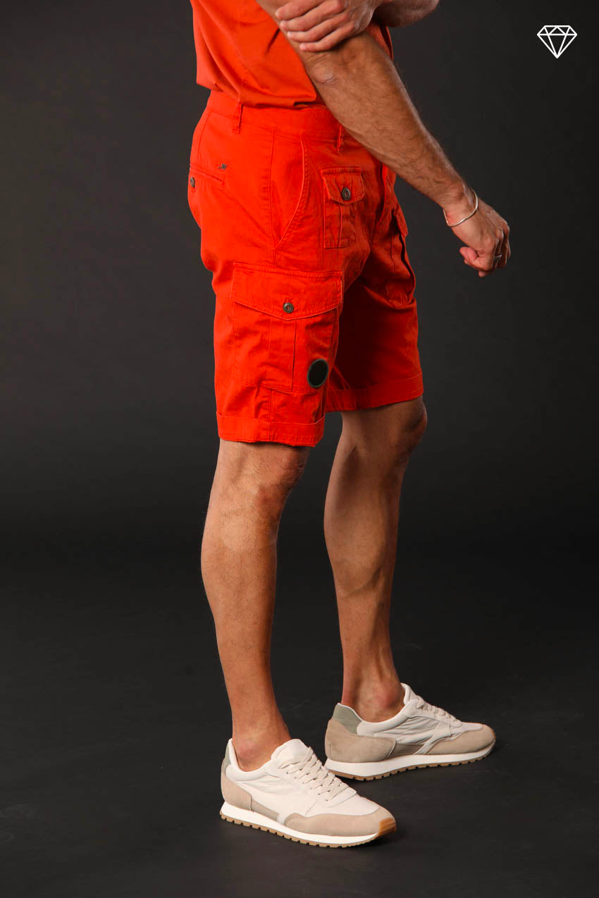 George Coolpocket men's cargo bermuda shorts in stretch satin logo edition carrot fit ①