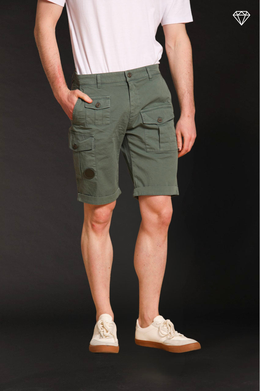 George Coolpocket men's cargo bermuda shorts in stretch satin logo edition carrot fit ①