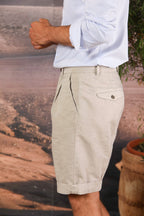 Pinces 22 Brocken bermuda chino homme en mélange de coton et chanvre Relaxed fit