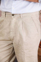 Pinces 22 Brocken bermuda chino homme en mélange de coton et chanvre Relaxed fit