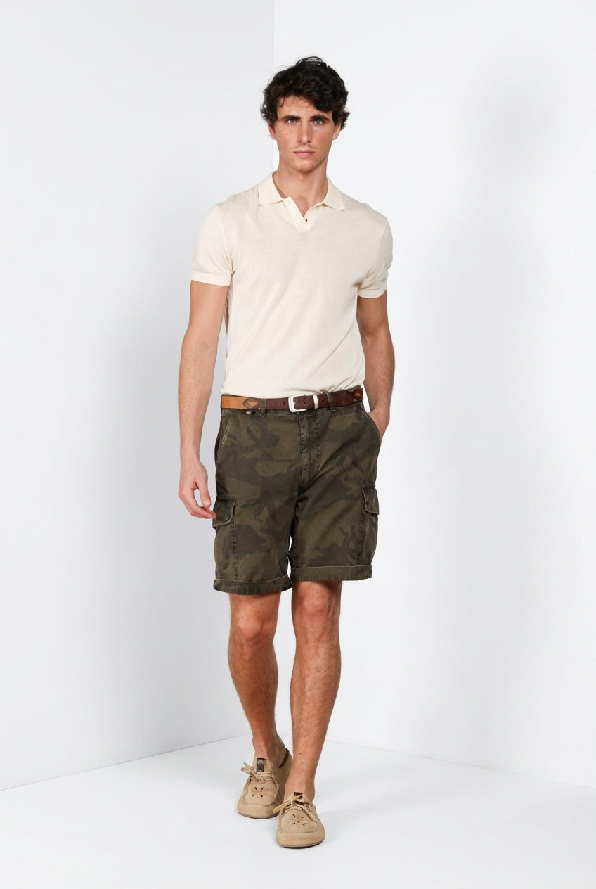 Chile M74 bermuda cargo uomo in canvas stampa camouflage relaxed fit