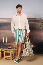 Khinos M74 bermuda chino hombre en algodón canvas con estampado a rayas Regular fit