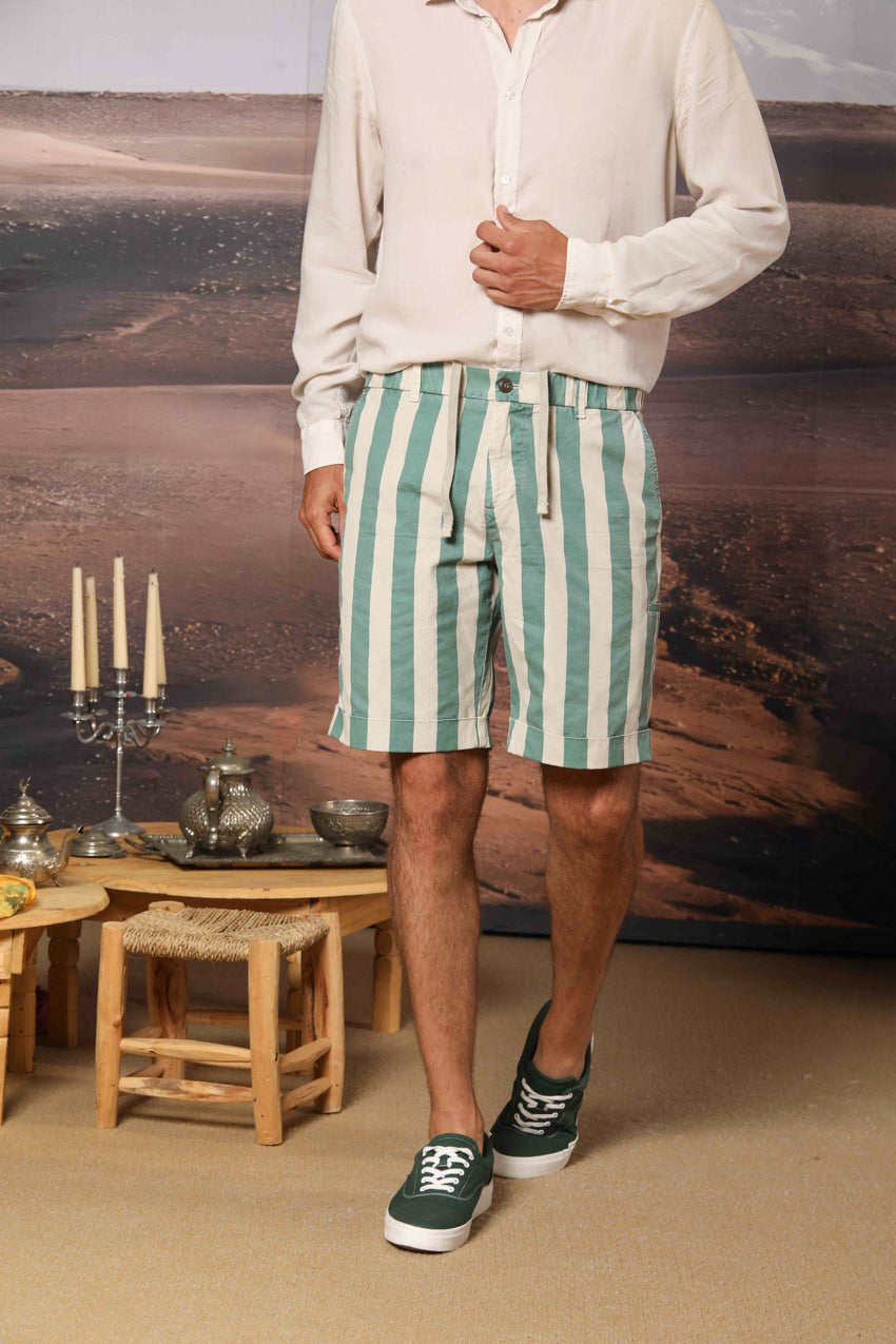 Khinos M74 bermuda chino hombre en algodón canvas con estampado a rayas Regular fit