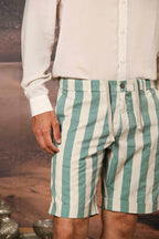 Khinos M74 bermuda chino hombre en algodón canvas con estampado a rayas Regular fit