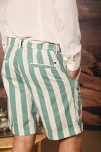 Khinos M74 bermuda chino hombre en algodón canvas con estampado a rayas Regular fit