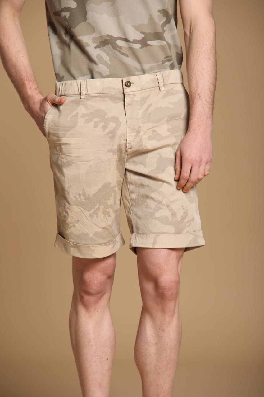 Khinos M74 bermuda chino para hombre de algodón con estampado camuflaje blanco relaxed fit