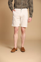 Khinos M74 Herren-Chino-Bermuda aus Baumwoll-Hanf-Herringbone-Mischung Relaxed Fit