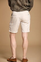 Khinos M74 Herren-Chino-Bermuda aus Baumwoll-Hanf-Herringbone-Mischung Relaxed Fit