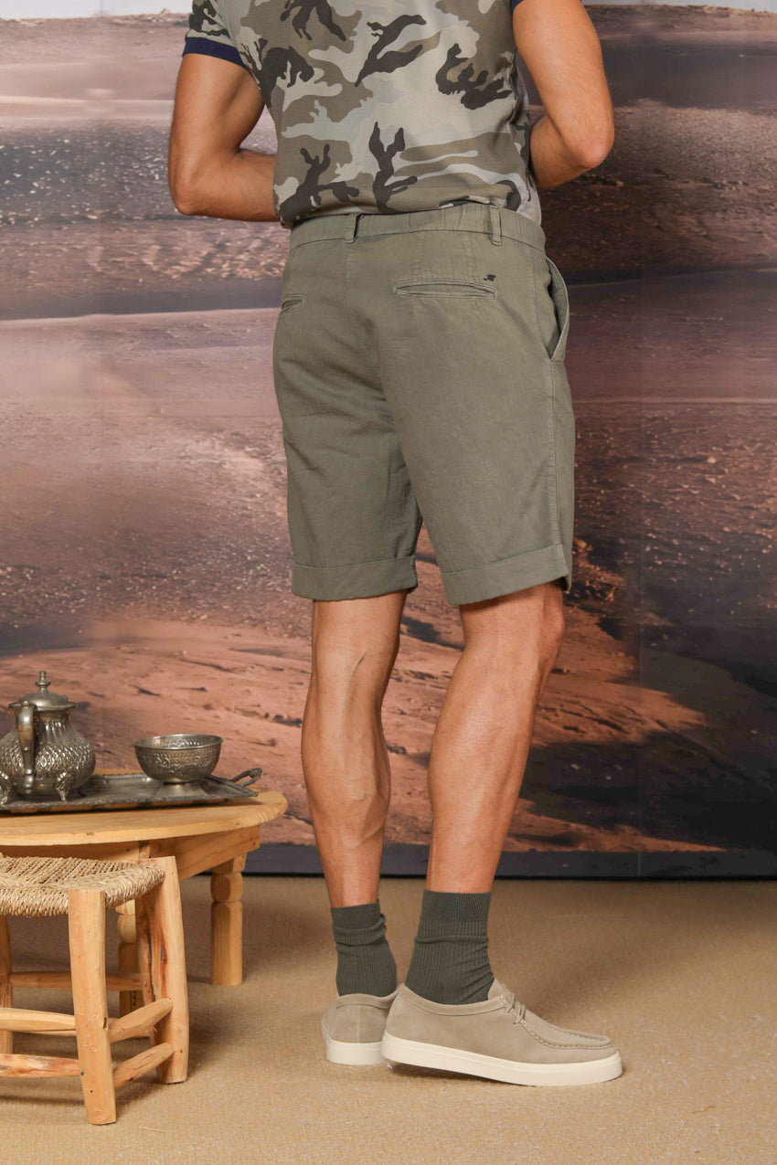 Khinos M74 Herren-Chino-Bermuda aus Baumwoll-Hanf-Herringbone-Mischung Relaxed Fit